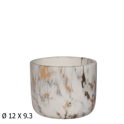 Vaso em Cerâmica 12x9,3cm - Efeito Mármore Dourado