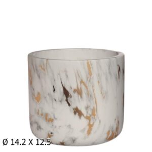 Vaso em Cerâmica 14,2x12,5cm - Efeito Mármore Dourado