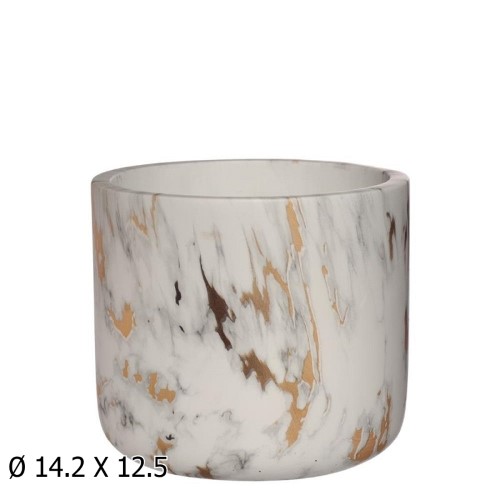 Vaso em Cerâmica 14,2x12,5cm - Efeito Mármore Dourado