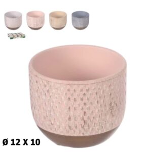 Vaso com Relevo / Textura em Cerâmica 12x12x10cm