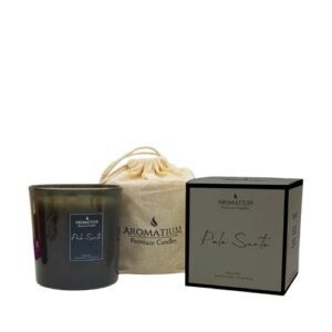 Vela Perfumada em Copo de Vidro 550g - 3 Mechas, Pau Santo