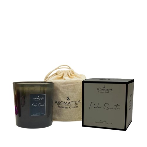 Vela Perfumada em Copo de Vidro 550g - 3 Mechas, Pau Santo