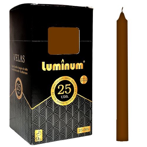 Vela Cónica 20cm - Pack 25, Castanho