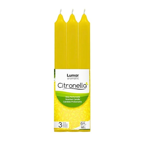 Vela Cónica com Aroma 20cm - Pack 3, Citronela