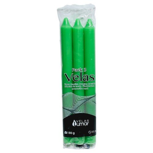 Vela Cónica 20cm - Pack 3, Verde