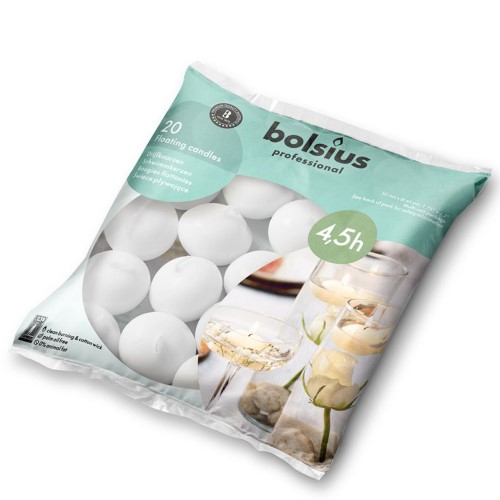 Velas Flutuantes para Eventos - Pack 20, Branco, 4,5h de Duração