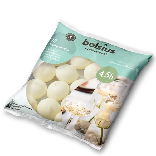 Velas Flutuantes para Eventos - Pack 20, Marfim, 4,5h de Duração