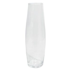 Jarra de vidro transparente com formato ovo alongado, design elegante e acabamento liso