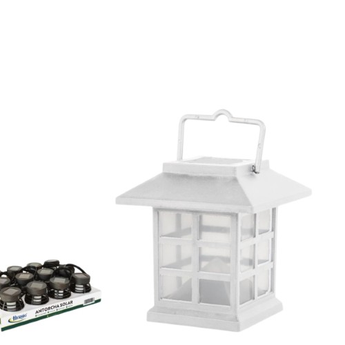 Lanterna Solar LED em Plástico 8,5x8,5x9,5cm - Branco