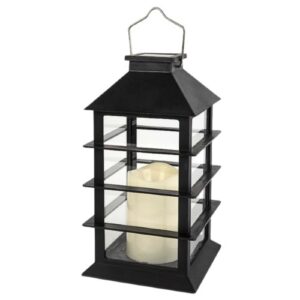 Lanterna Solar LED em Plástico 14x14x27,5cm - Preto