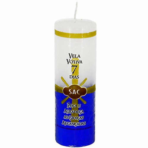 Vela Votiva 7Dias - Branco / Azul