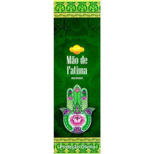 Incenso SAC em vareta com símbolo da Mão de Fátima e aroma delicado para ambientes de proteção e equilíbrio.