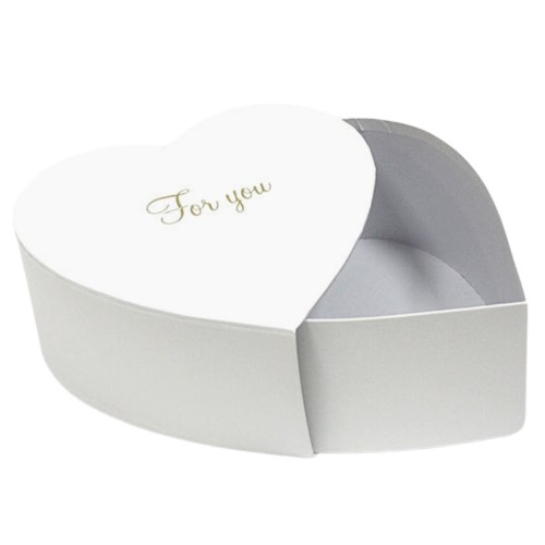 Caixa Coração em Cartão com Gaveta 23,5x23x11cm - Branco