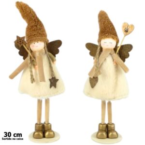 Decoração de Natal 30cm - Menina, Branco / Dourado