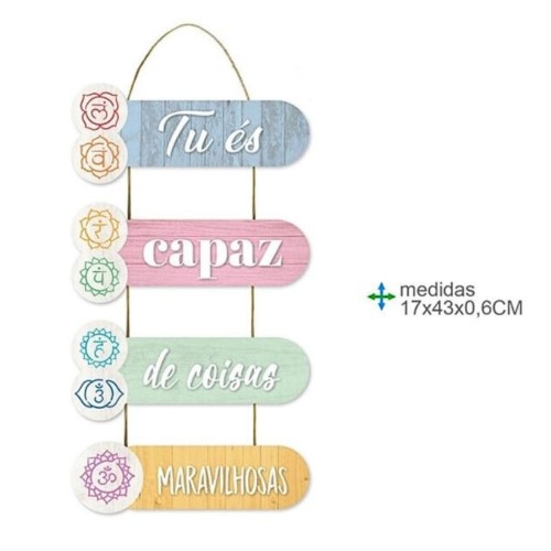 Placa de Parede em MDF com Texto 17x43x0,6cm