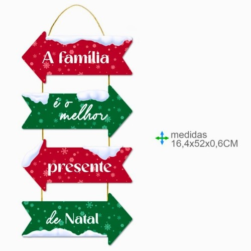 Placa de Parede em MDF com Texto 16,4x52x0,6cm - Natal