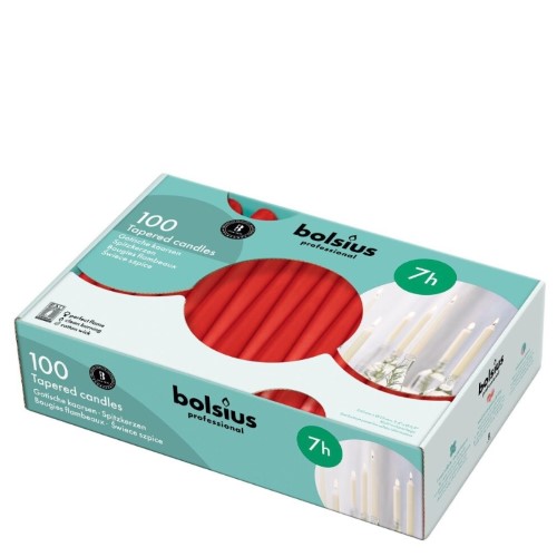 Vela Cónica para Eventos 24,5cm - Pack 100, Vermelho, 7h de Duração