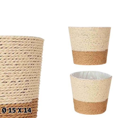 Vaso em Corda 15x14cm - Natural / Castanho