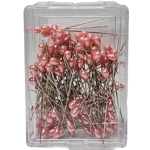 Alfinete com Pérola Oval Rosa Claro em caixa transparente