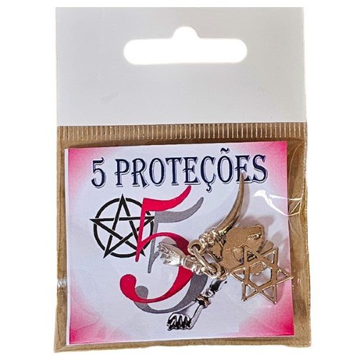 Amuleto em Metal com 5 Proteções