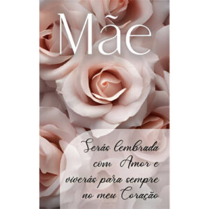 Etiqueta decorativa para velas com mensagem de homenagem à mãe e fundo de rosas