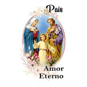 Etiqueta decorativa para velas com imagem de Pais e mensagem Amor Eterno