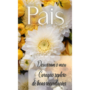 Etiqueta decorativa para velas com flores e mensagem dedicada aos Pais
