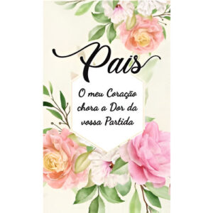 Etiqueta decorativa para velas com flores e mensagem dedicada aos pais