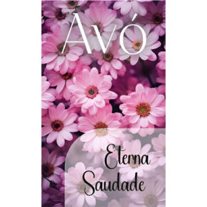 Etiqueta decorativa para velas com flores cor-de-rosa e texto 'Avó, Eterna Saudade'