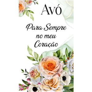 Etiqueta decorativa para velas com flores e mensagem para avó