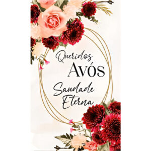 Etiqueta decorativa para velas com flores e mensagem 'Queridos Avós Saudade Eterna'