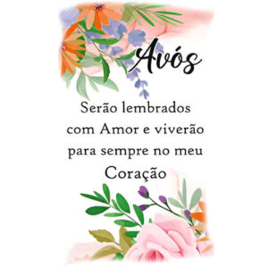 Etiqueta decorativa para velas com flores e mensagem dedicada aos avós