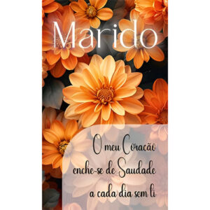 Etiqueta decorativa para velas com flores laranja e texto Marido