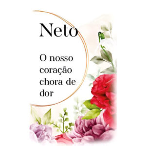 Etiqueta decorativa para velas Neto com flores e mensagem de homenagem