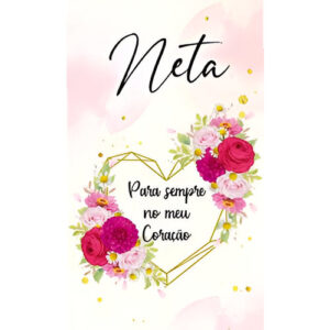 Etiqueta decorativa para velas com a palavra Neta e flores