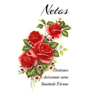 Etiqueta decorativa para velas com rosas vermelhas e mensagem para netos
