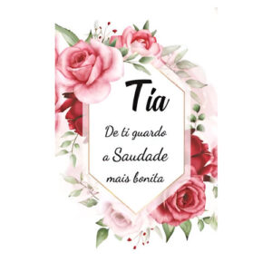 Etiqueta decorativa para velas com flores e mensagem para Tia