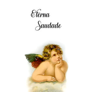 Etiqueta decorativa para velas com anjo e mensagem Eterna Saudade