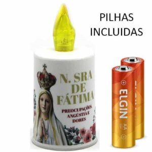 Vela Elétrica com imagem de Nossa Senhora de Fátima e pilhas incluídas