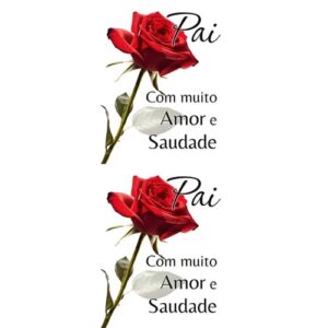 Etiqueta decorativa para velas com rosa vermelha e mensagem Pai