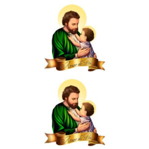 Etiqueta decorativa para velas pai com imagem de pai e filho e faixa Amor de Pai