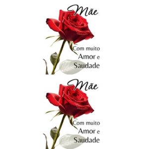 Etiqueta decorativa para velas com rosa vermelha e mensagem para mãe