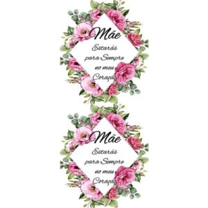 Etiqueta decorativa para velas com flores e mensagem para mãe