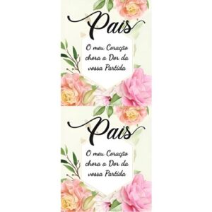 Etiqueta decorativa para velas com flores e mensagem de homenagem aos pais