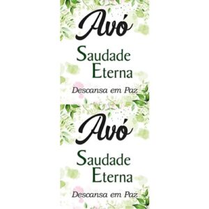 Etiqueta decorativa para velas com mensagem 'Avó Saudade Eterna Descansa em Paz' e design floral