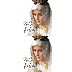 Etiqueta decorativa para velas com imagem de Nossa Senhora de Fátima