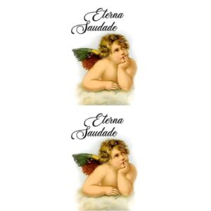 Etiqueta decorativa para velas com anjo e mensagem Eterna Saudade