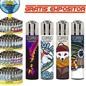 Isqueiro Clipper Recarregável com Expositor - Edição Winter