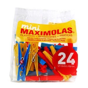 Pack de 24 mini molas de plástico coloridas para roupa