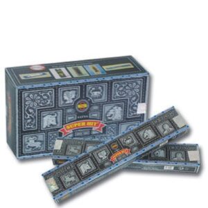Incenso Satya Nag Champa Super Hit em vareta, embalagem preta